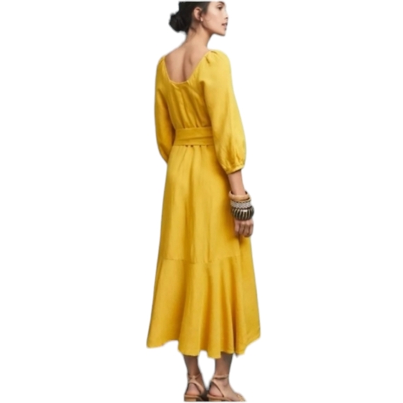 Maeve (Anthropologie) Women's Size 8 Artemis Lucienne Midi Dress in Yellow - Picture 3 of 11